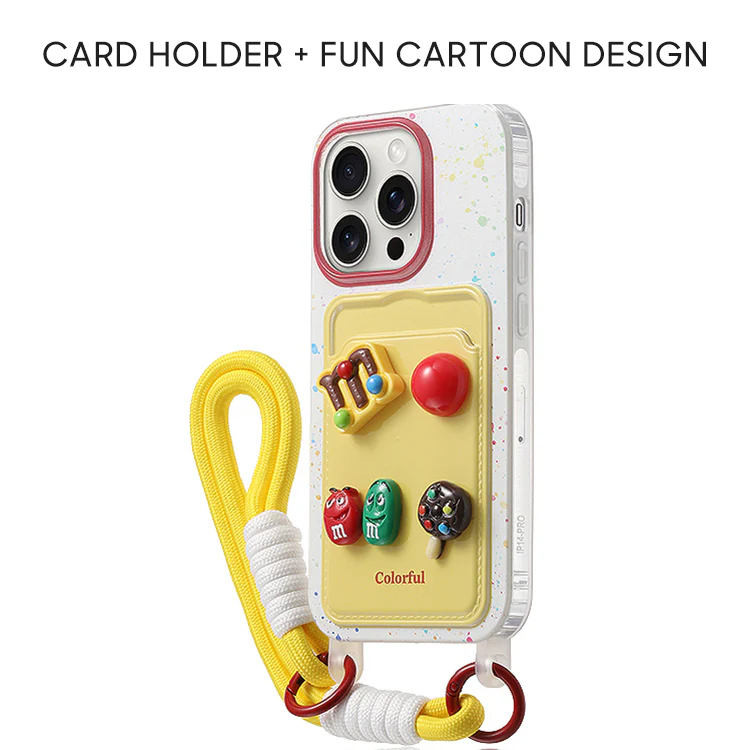 iPhone Lanyard Series | 3D M&M's Design Card Holder Phone Case - Image 3