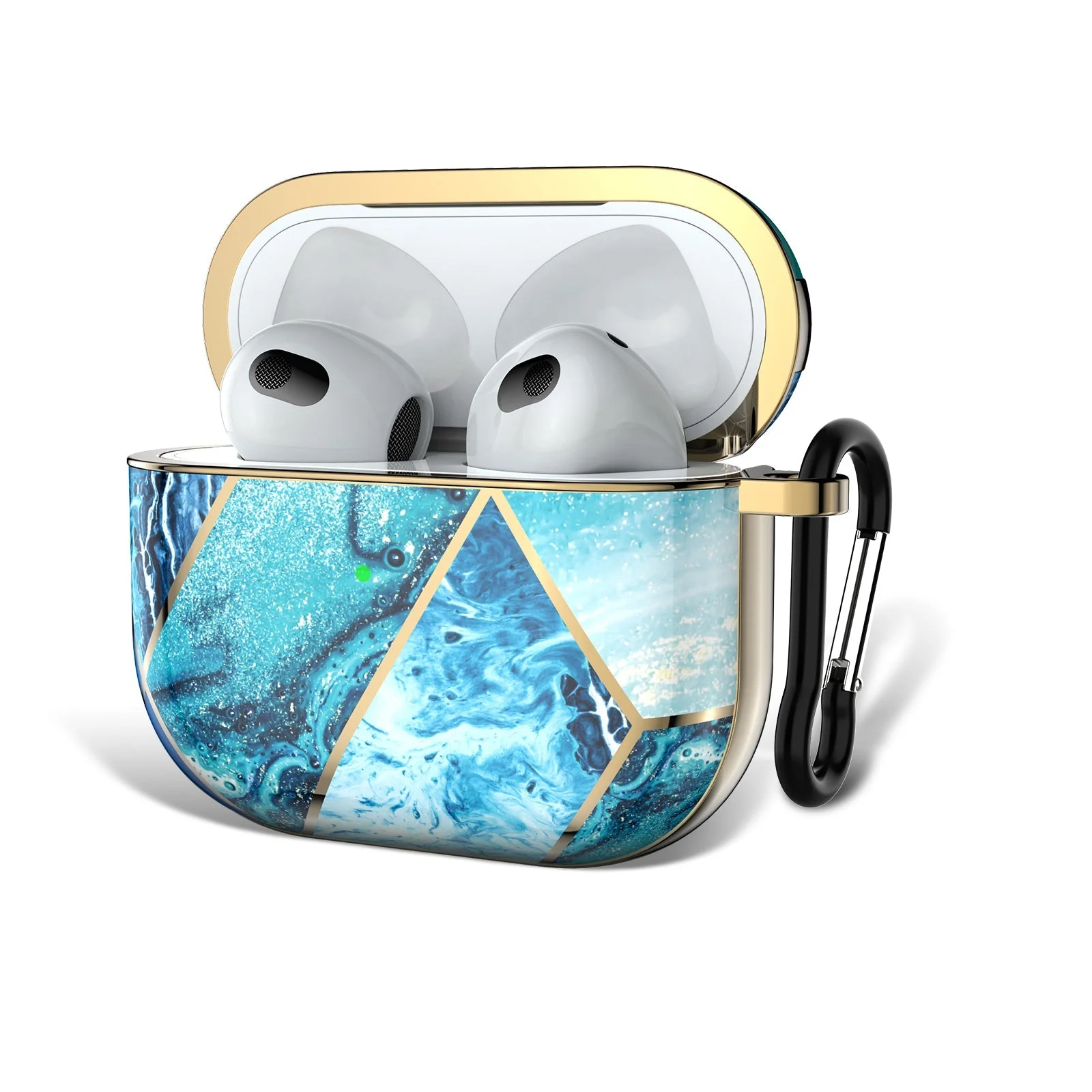AirPods | Luxury Gold Blue Marble Case - Image 5