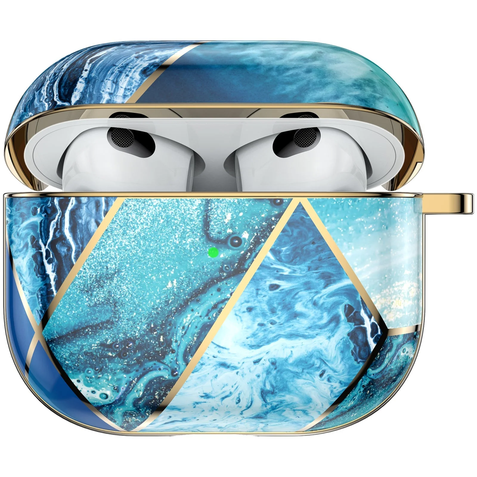 AirPods | Luxury Gold Blue Marble Case - Image 8