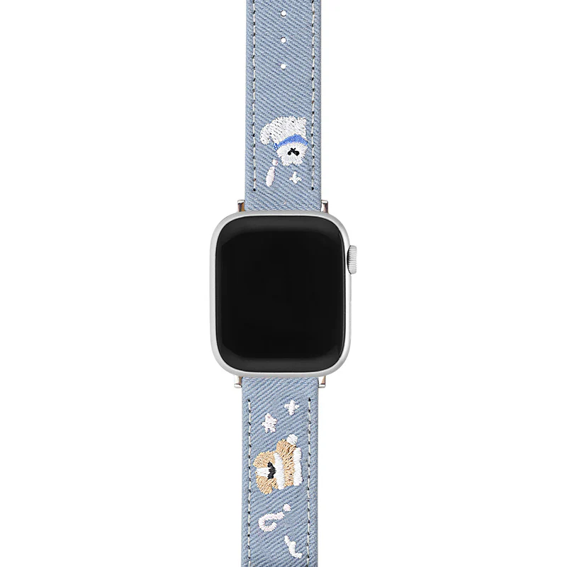 Apple Watch | Puppy and Stars Embroidered Denim Watch Band - Image 6
