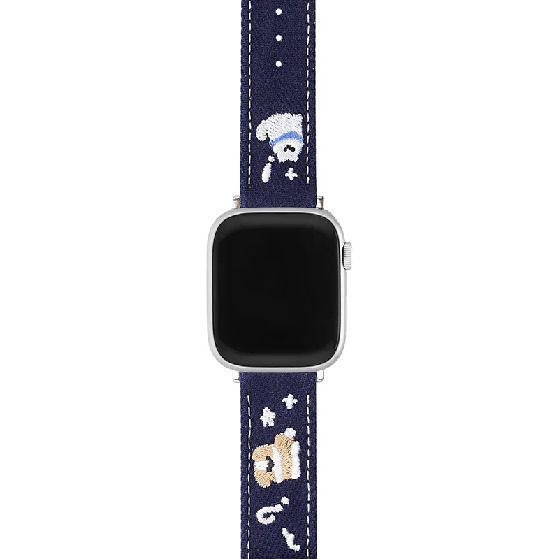 Apple Watch | Puppy and Stars Embroidered Denim Watch Band - Image 7