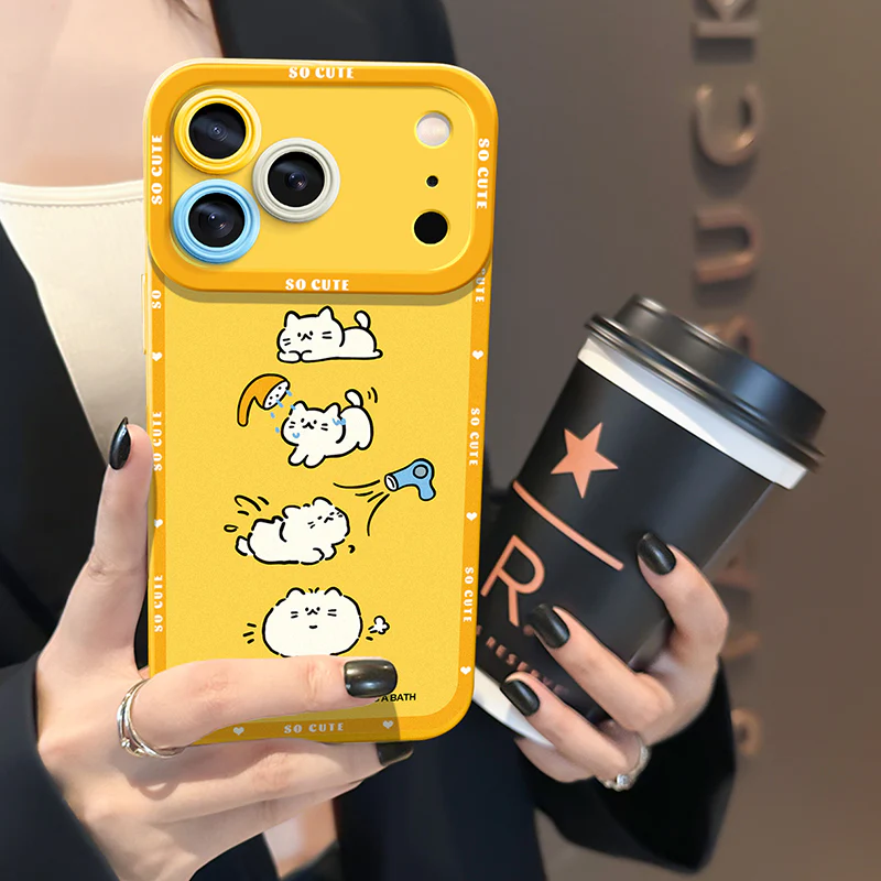iPhone Lanyard Series | Bathing Cat Liquid Silicone Phone Case - Image 4