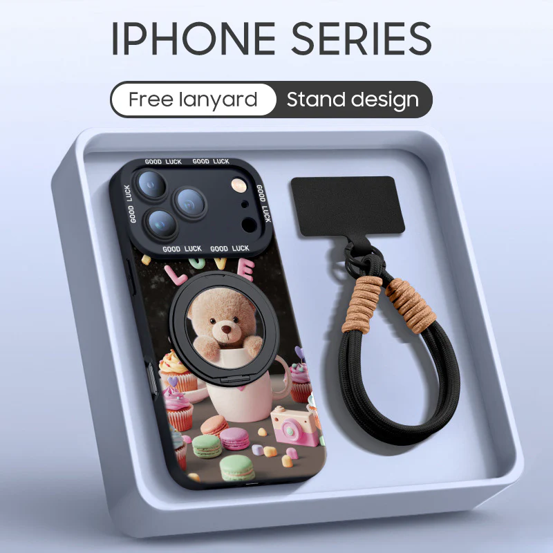 iPhone Lanyard Series | Bear Phone Case with Rotating Stand Design - Image 10