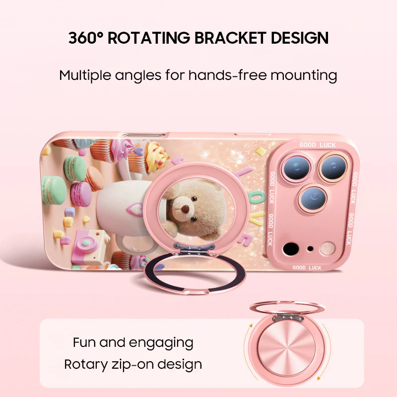 iPhone Lanyard Series | Bear Phone Case with Rotating Stand Design - Image 3