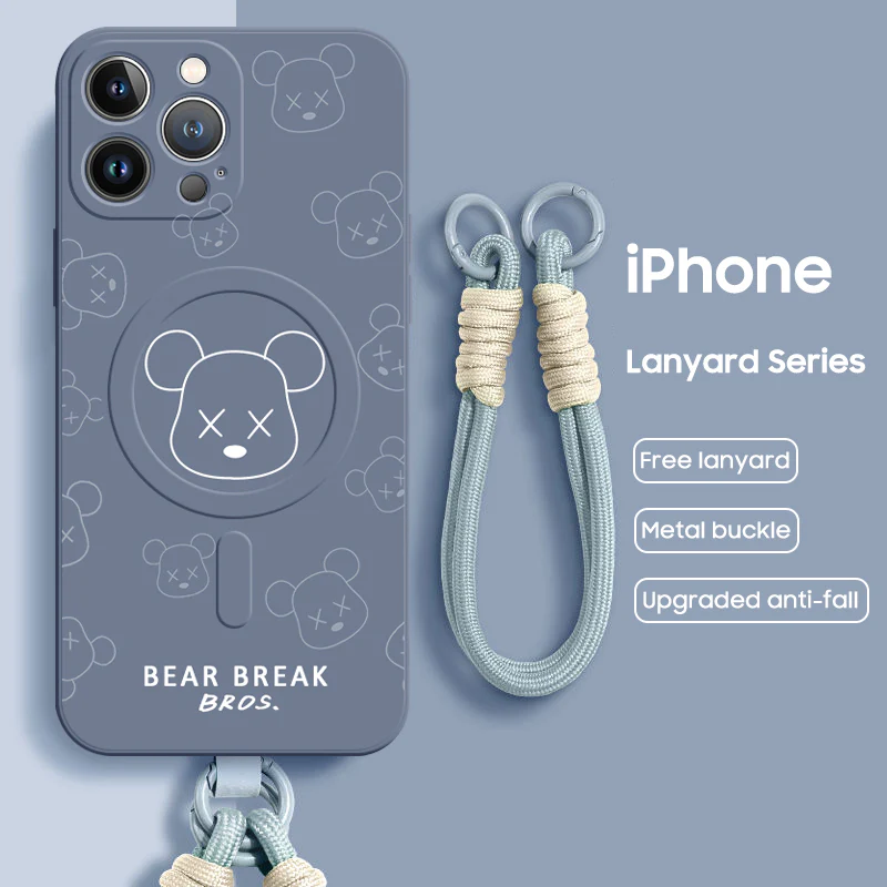 iPhone Lanyard Series | Bearbrick Liquid Silicone MagSafe Phone Case - Image 8