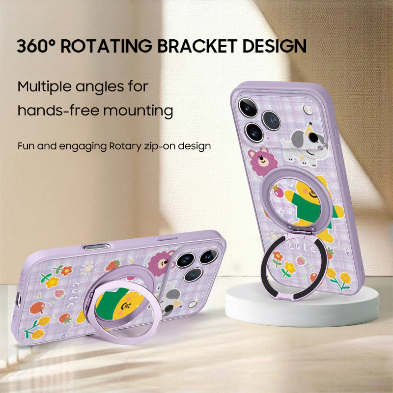 iPhone Lanyard Series | Magnetic Rotating Bracket Cartoon Phone Case - Image 3