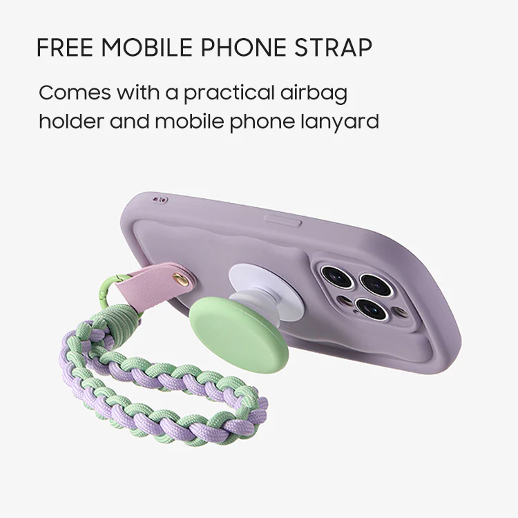 iPhone Lanyard Series | Cartoon Bracket Liquid Silicone Phone Case - Image 2