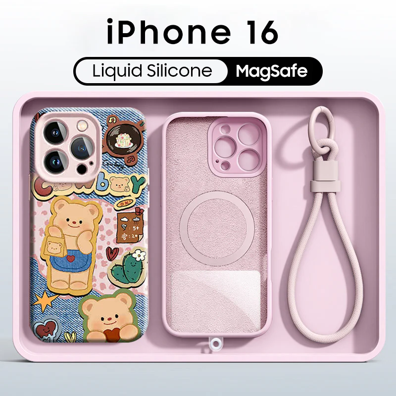 iPhone Lanyard Series | Butter Bear Liquid Silicone MagSafe Phone Case - Image 6
