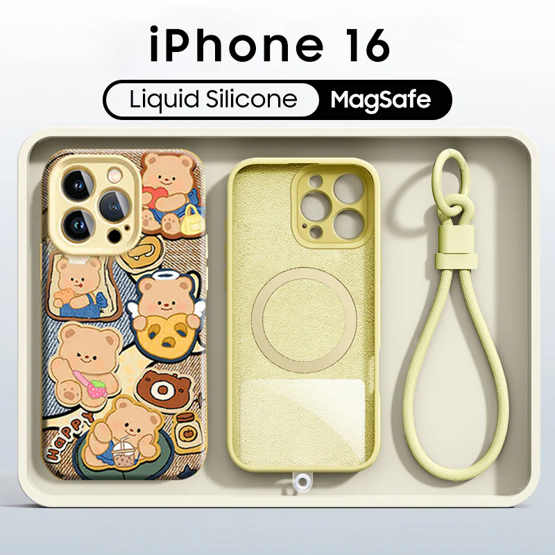 iPhone Lanyard Series | Butter Bear Liquid Silicone MagSafe Phone Case - Image 8