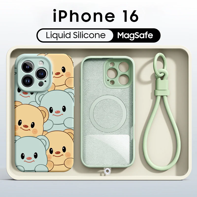 iPhone Lanyard Series | Butter Bear Liquid Silicone MagSafe Phone Case - Image 10