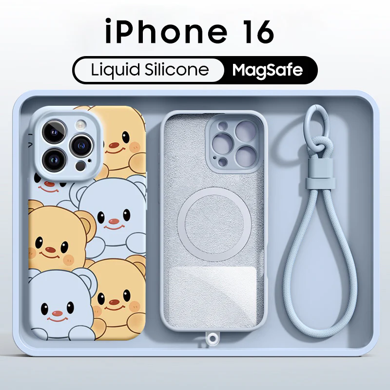 iPhone Lanyard Series | Butter Bear Liquid Silicone MagSafe Phone Case - Image 11