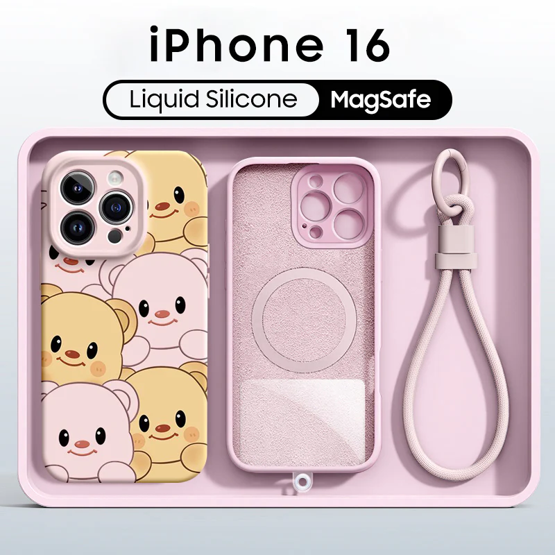 iPhone Lanyard Series | Butter Bear Liquid Silicone MagSafe Phone Case - Image 9
