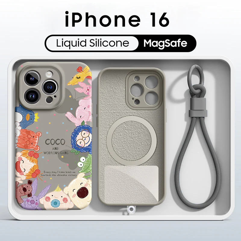 iPhone Lanyard Series | Cartoon Liquid Silicone MagSafe Phone Case - Image 11