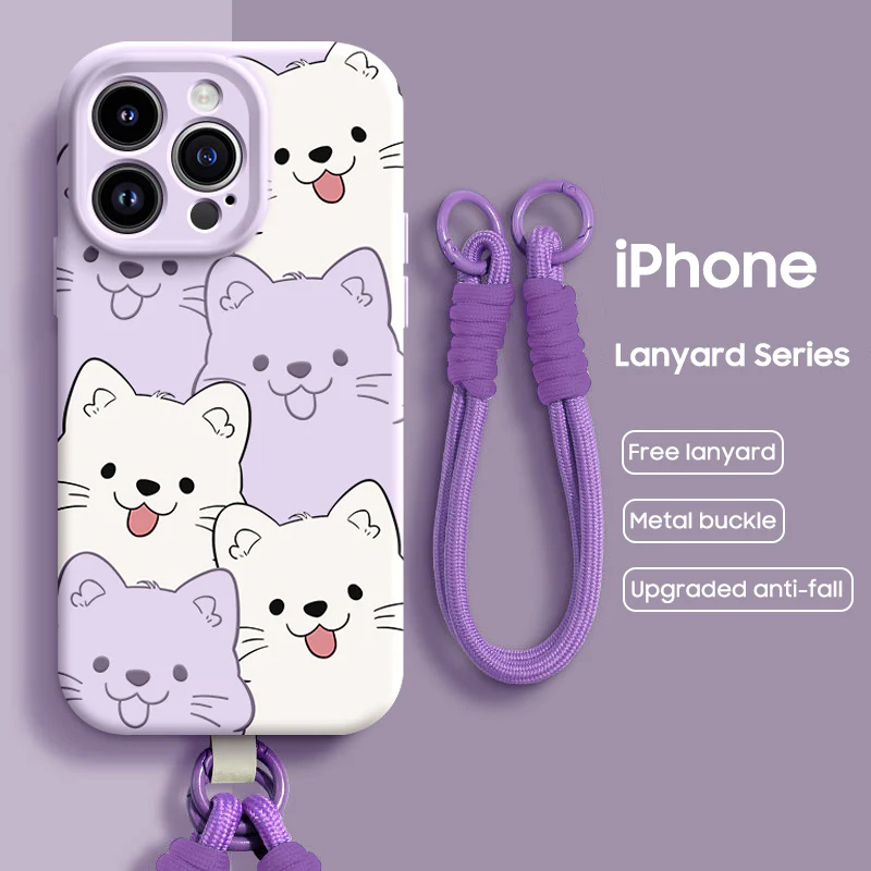 iPhone Lanyard Series | Cartoon puppy Liquid Silicone MagSafe Phone Case - Image 9