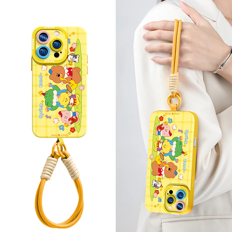 iPhone Lanyard Series | Cartoon Design Liquid Silicone Phone Case - Image 2