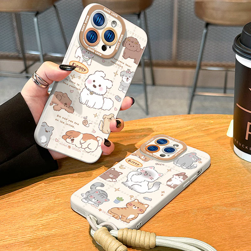 iPhone Lanyard Series | Cartoon Design Liquid Silicone Phone Case - Image 4