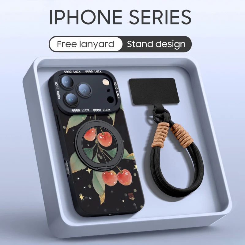 iPhone Lanyard Series | "cherry“ Phone Case with Rotating Stand Design - Image 11