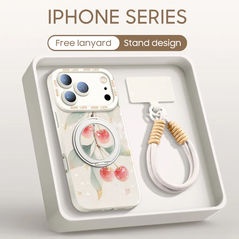 iPhone Lanyard Series | "cherry“ Phone Case with Rotating Stand Design - Image 7