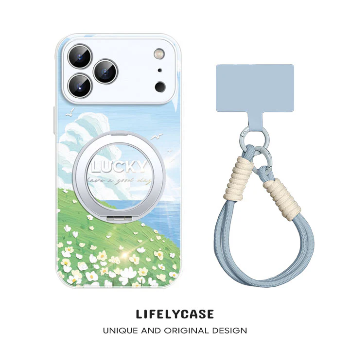 iPhone Lanyard Series | Rotating Bracket "Cloud Hillside" Phone Case