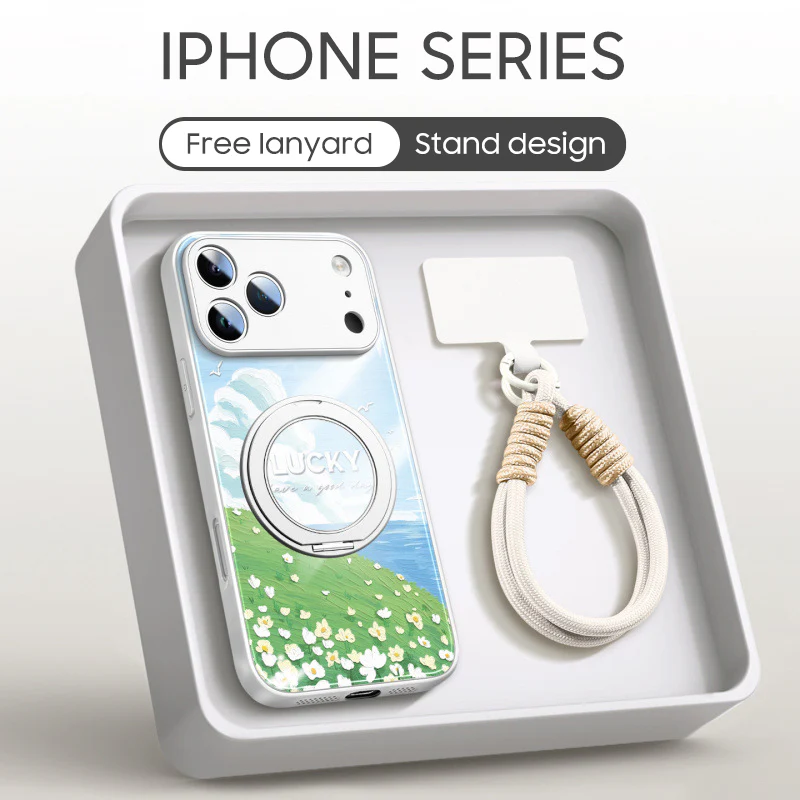 iPhone Lanyard Series | Rotating Bracket "Cloud Hillside" Phone Case - Image 6