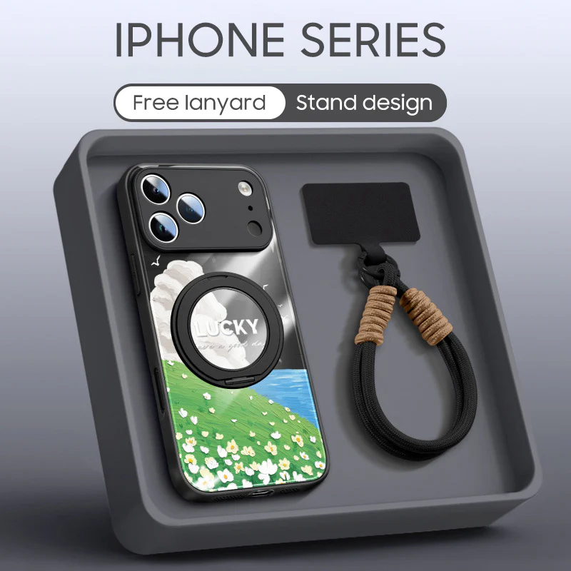 iPhone Lanyard Series | Rotating Bracket "Cloud Hillside" Phone Case - Image 9