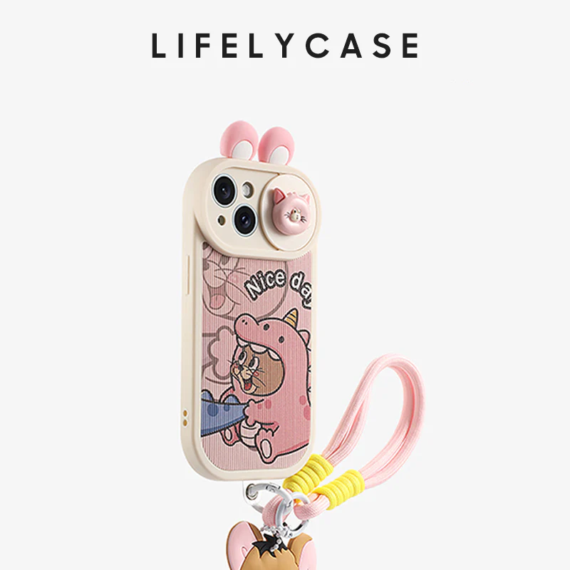 iPhone Lanyard Series | Cartoon phone case with lens sliding window design - Image 5