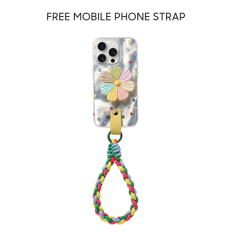 iPhone Lanyard Series | Colorful Petal Stand Phone Case - Image 4