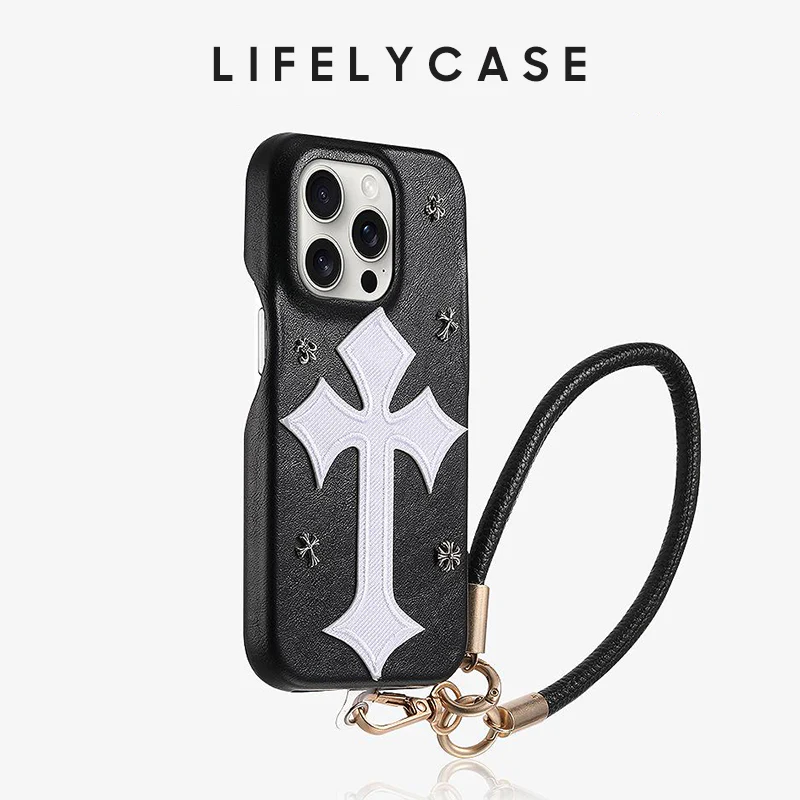 iPhone Lanyard Series |  Cross Leather Phone Case - Image 4