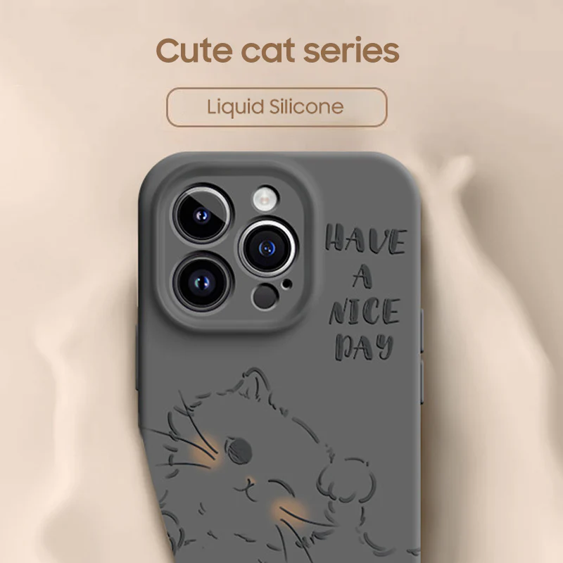 iPhone Lanyard Series | Cute Cat Liquid Silicone MagSafe Phone Case - Image 4