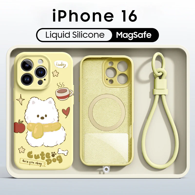 iPhone Lanyard Series | Cute Dog Liquid Silicone MagSafe Phone Case - Image 6