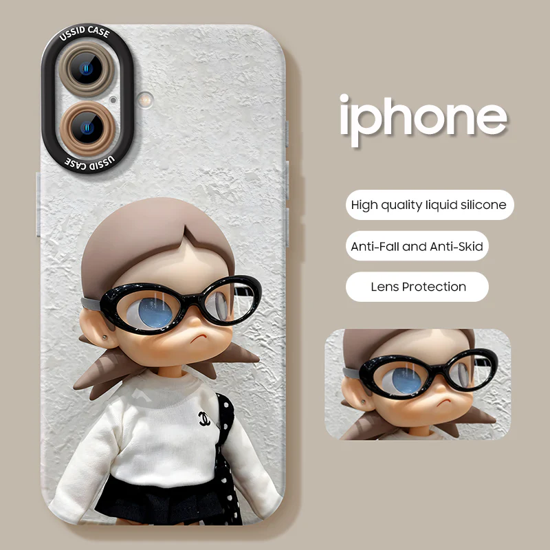 iPhone beads series | Cute Girl Liquid Silicone Phone Case - Image 2