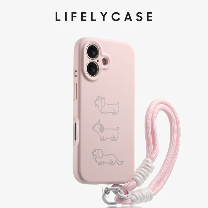 iPhone Lanyard Series | Dachshund Print Liquid Silicone Phone Case - Image 2