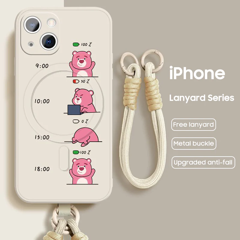 iPhone Lanyard Series | Disney Cartoon Liquid Silicone MagSafe Phone Case - Image 5