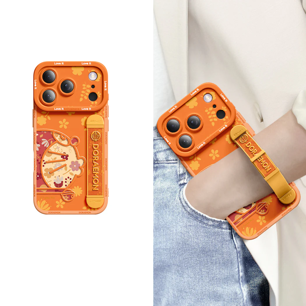 iPhone Wristband Series | Doraemon Cartoon Liquid Silicone Phone Case - Image 2