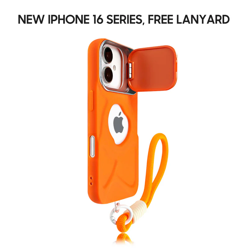 iPhone Lanyard Series | Lens Flip Cover Bracket Design Liquid Silicone Phone Case - Image 2