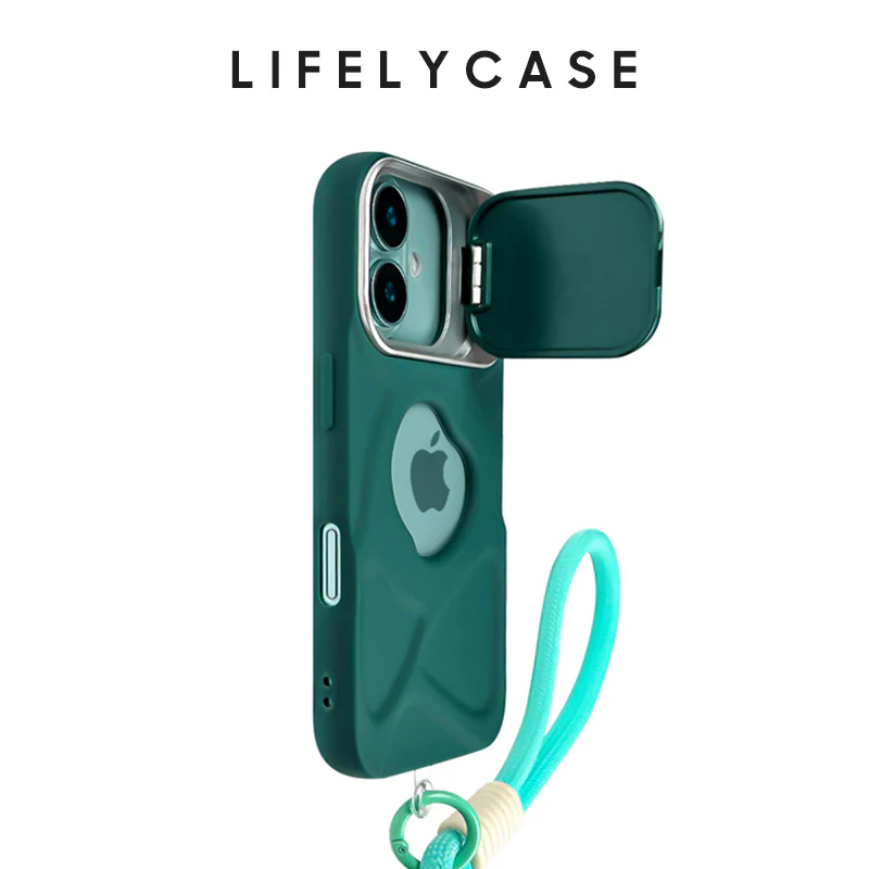 iPhone Lanyard Series | Lens Flip Cover Bracket Design Liquid Silicone Phone Case - Image 6