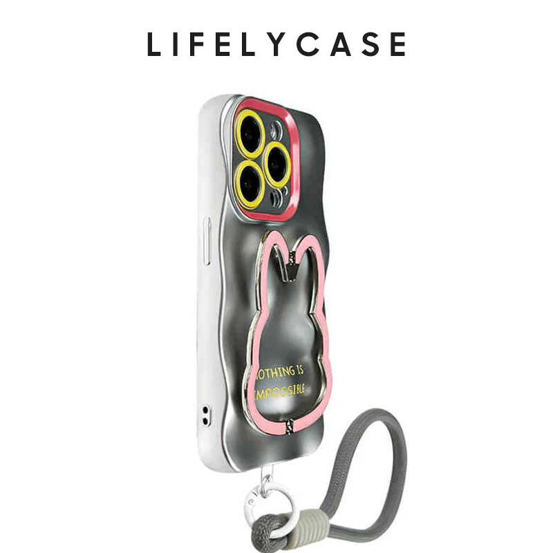iPhone Lanyard Series | Cute Foldable Rabbit Stand Phone Case - Image 10