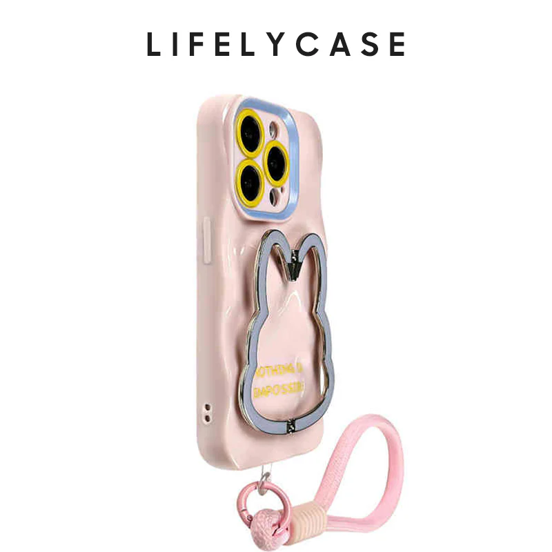 iPhone Lanyard Series | Cute Foldable Rabbit Stand Phone Case - Image 5