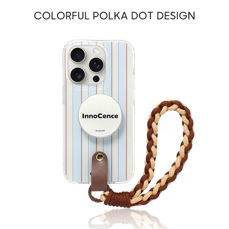 iPhone Lanyard Series | Fresh Blue Stripe Stand Phone Case - Image 3