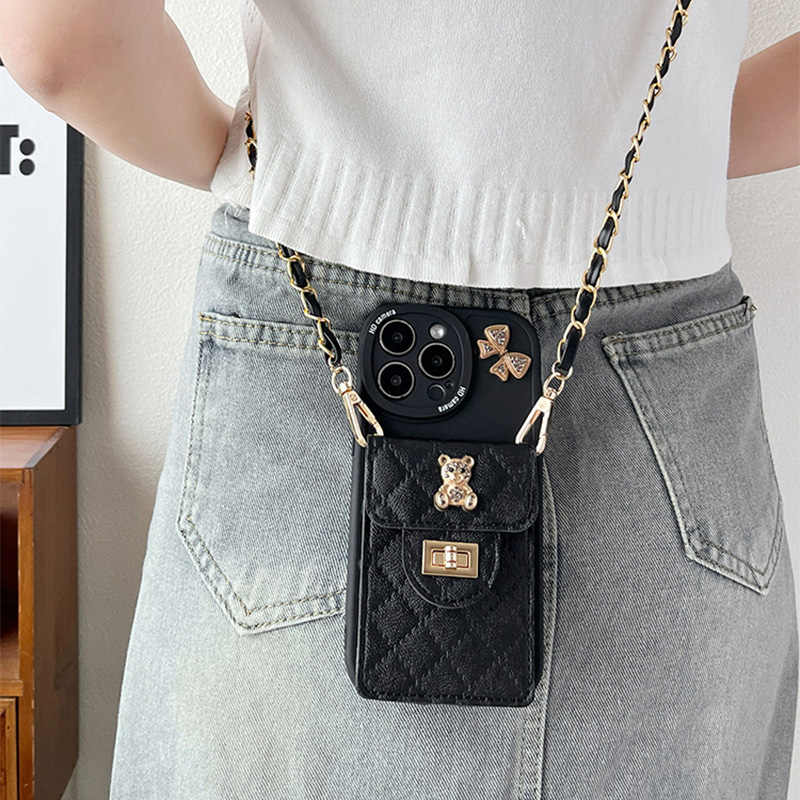 iPhone Lanyard Series | Genuine Leather Card Holder Phone Case [bear and Bow Accessories] - Image 5