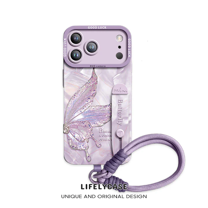 iPhone Wristband Series | "Gilded Butterfly" Liquid Silicone Phone Case