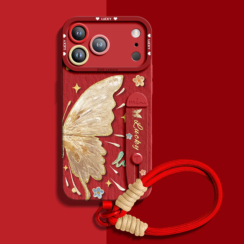 iPhone Wristband Series | "Golden-Edged Butterfly" Liquid Silicone Phone Case - Image 11