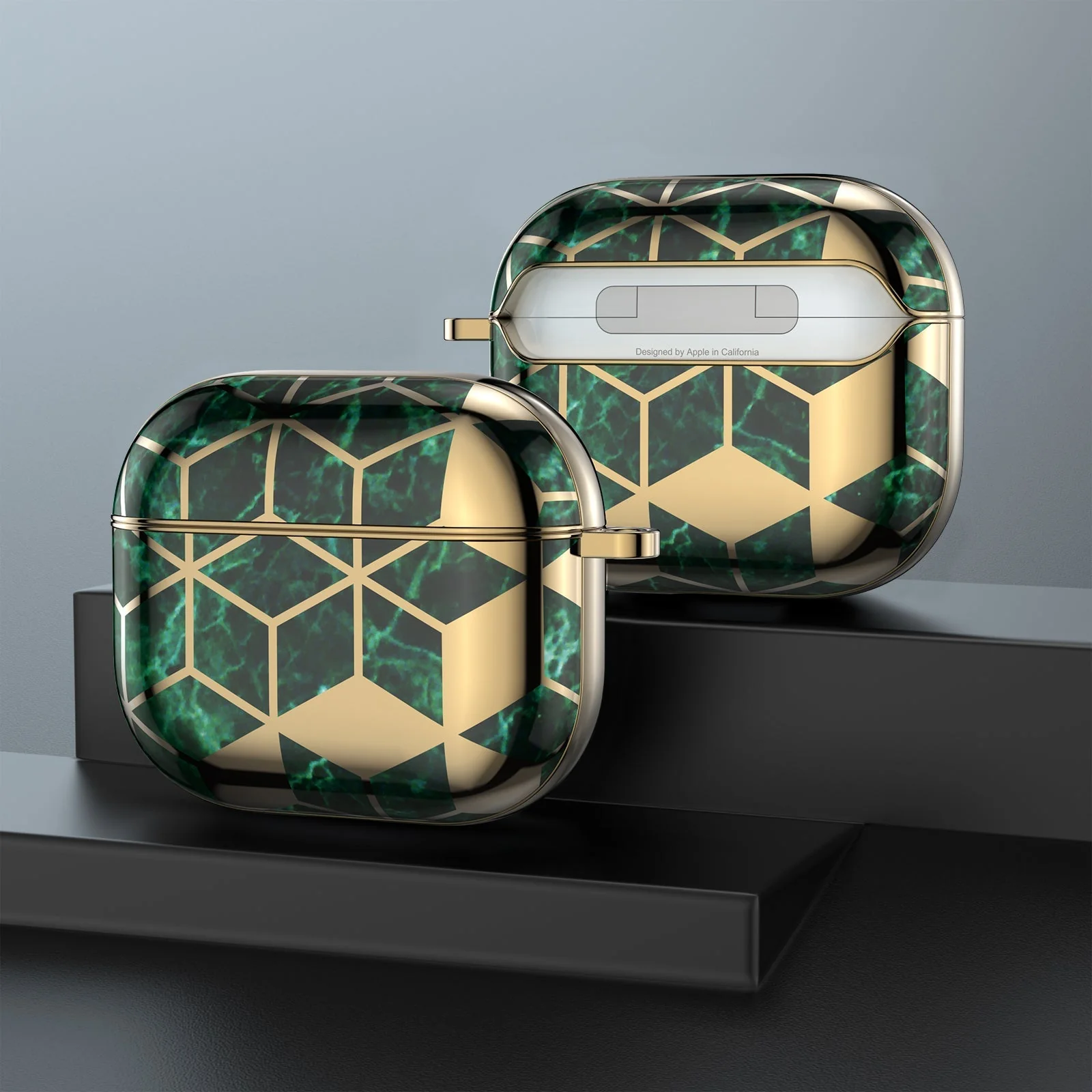 AirPods | Luxury Gold Green Marble Case - Image 3