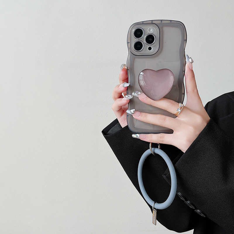 iPhone Lanyard Series | Heart Bracket Wave Pattern Phone Case - Image 3