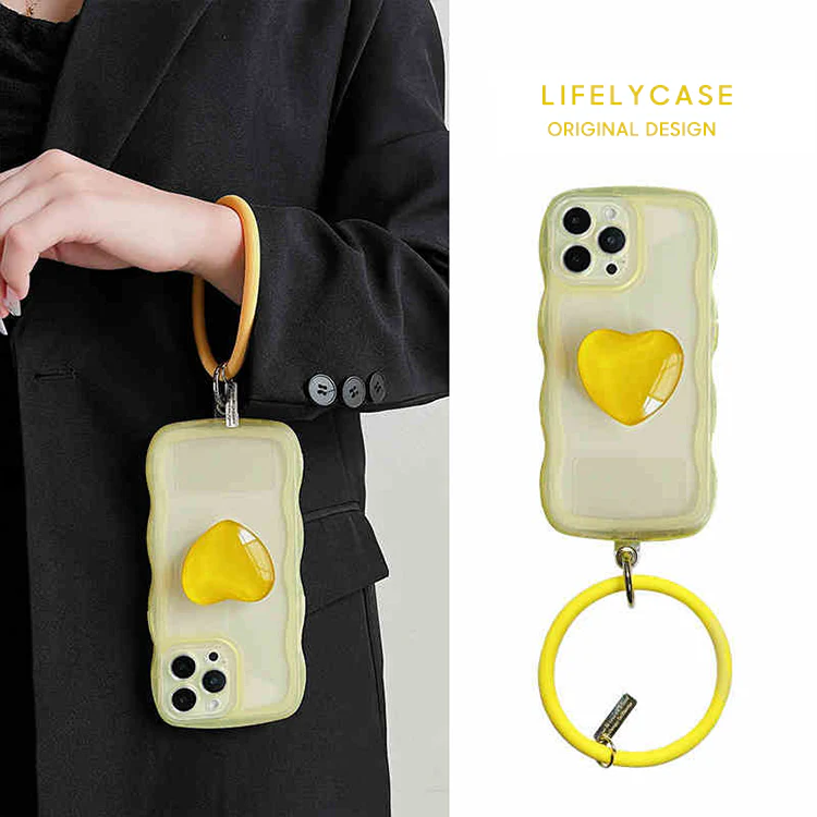 iPhone Lanyard Series | Heart Bracket Wave Pattern Phone Case - Image 8