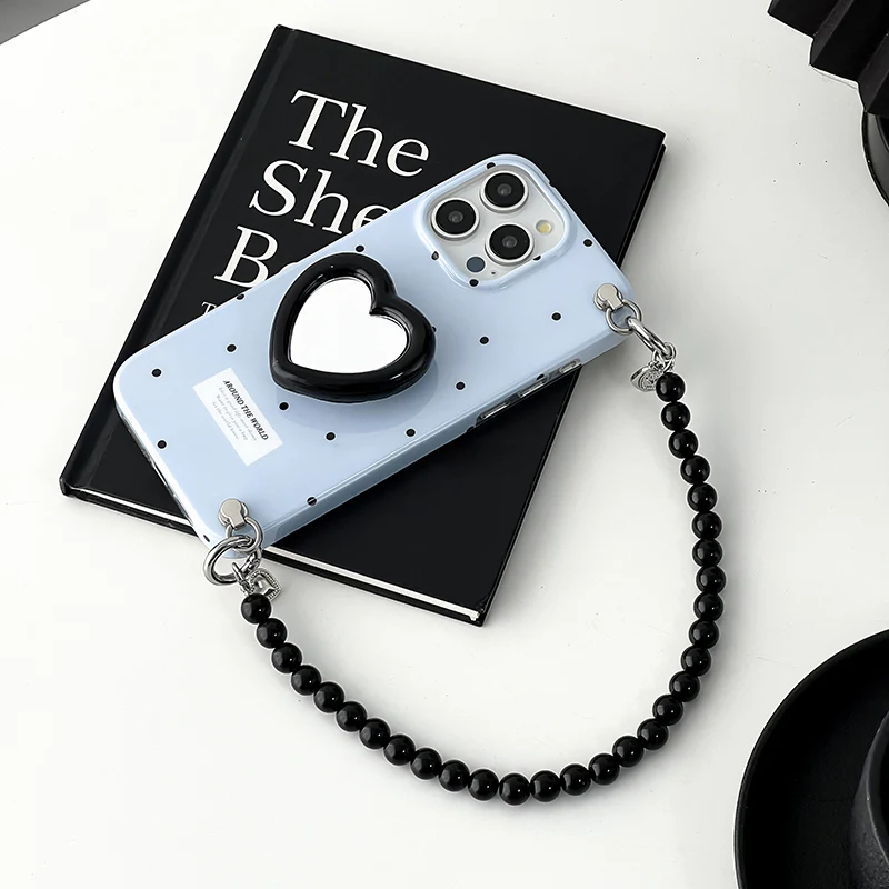 iPhone Lanyard Series | Heart Stand Polka Dot Phone Case - Image 4
