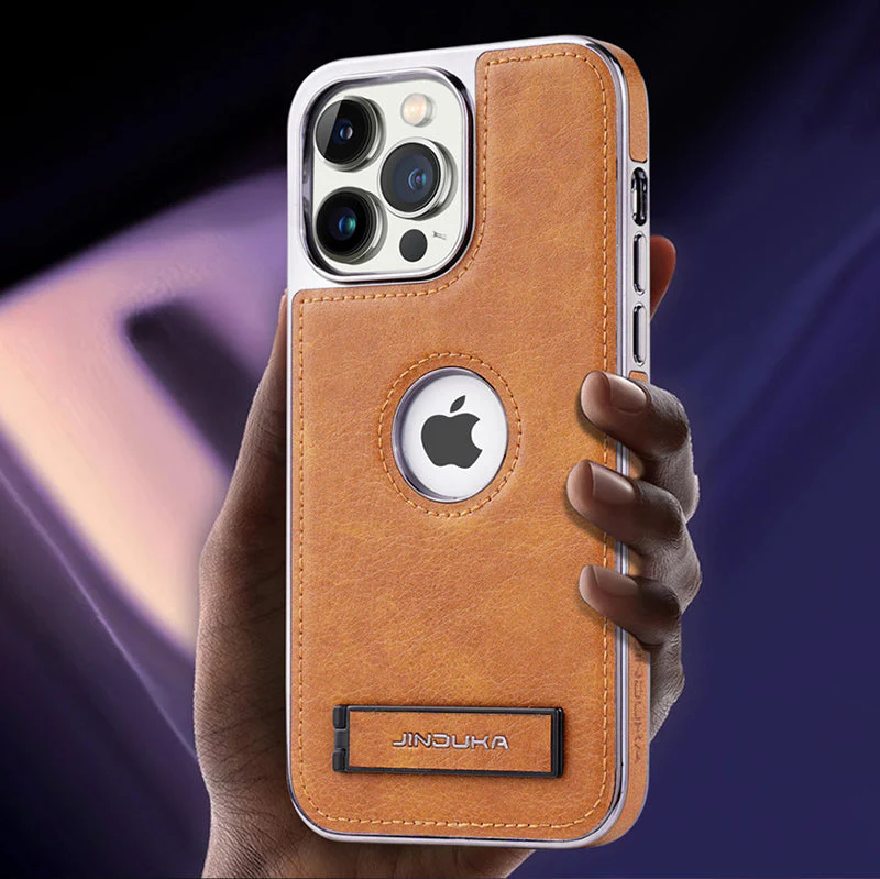 iPhone Series | Invisible Stand Premium Genuine Leather Phone Case - Image 3