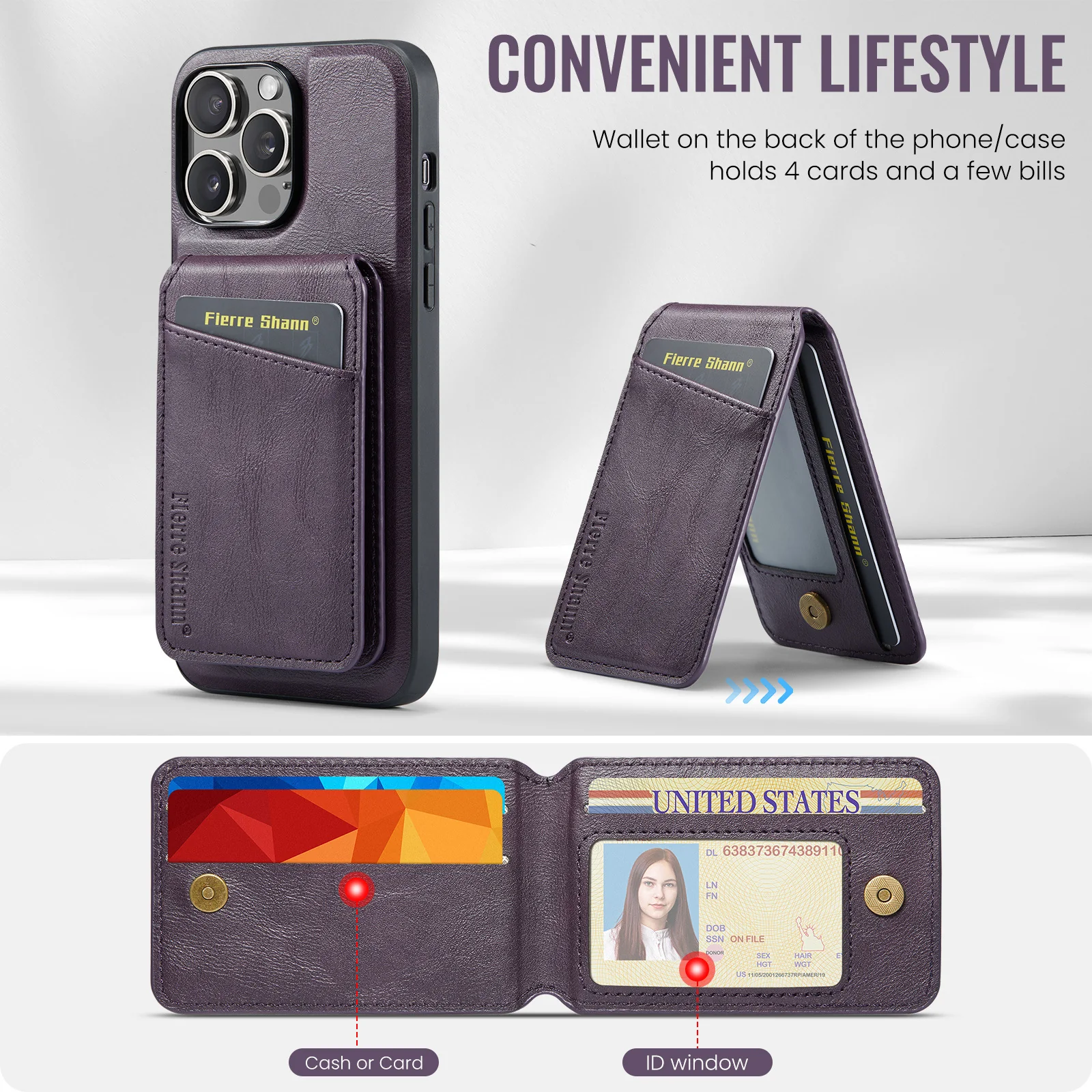 iPhone Magsafe Series | Magnetic Card Holder Leather Case - Image 5
