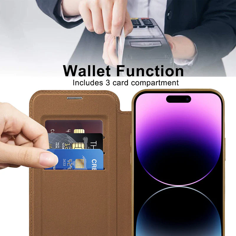 iPhone Magsafe Series | Electroplated Magnetic Diamond Pattern Flip Leather Case - Image 5