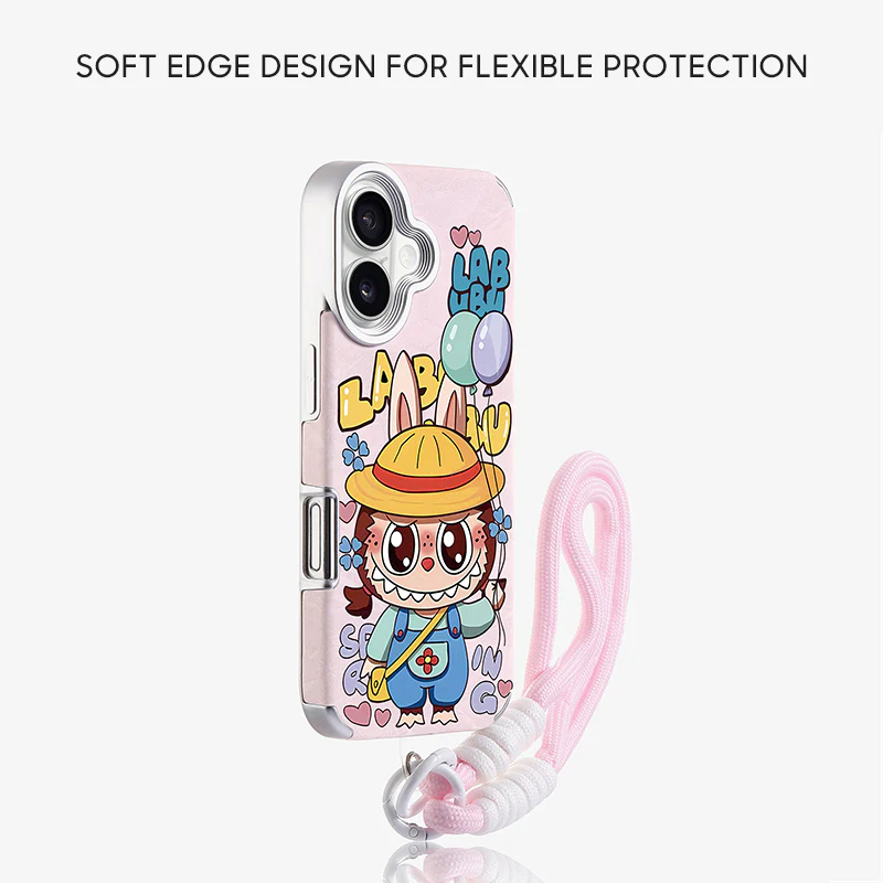 iPhone Lanyard Series | Labubu cartoon liquid silicone phone case - Image 2